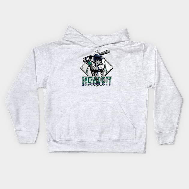 Emerald City Forever Diamond Baseball Kids Hoodie by MudgeSportswear